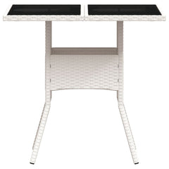vidaXL Garden Table with Glass Top White 80x80x75 cm Poly Rattan 5