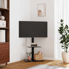 vidaXL Corner TV Stand 2-Tiers for 32-65 Inch Black 1