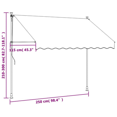 Retractable Awning Anthracite 250x150 cm Fabric and Steel