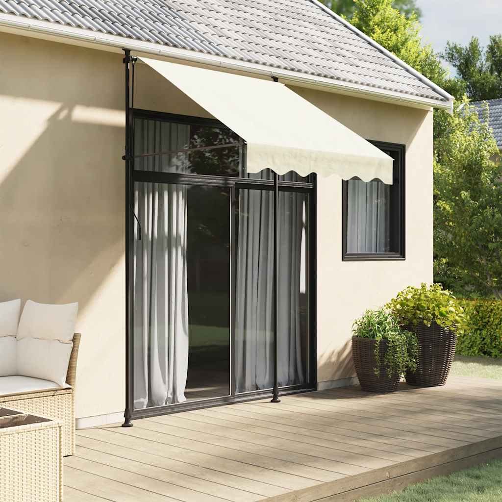 Retractable Awning 100x150 cm Fabric and Steel Anthracite Frame Cream 150 cm