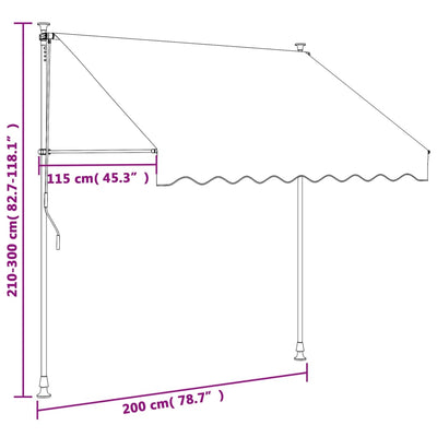 Retractable Awning Cream 200x150 cm Fabric and Steel