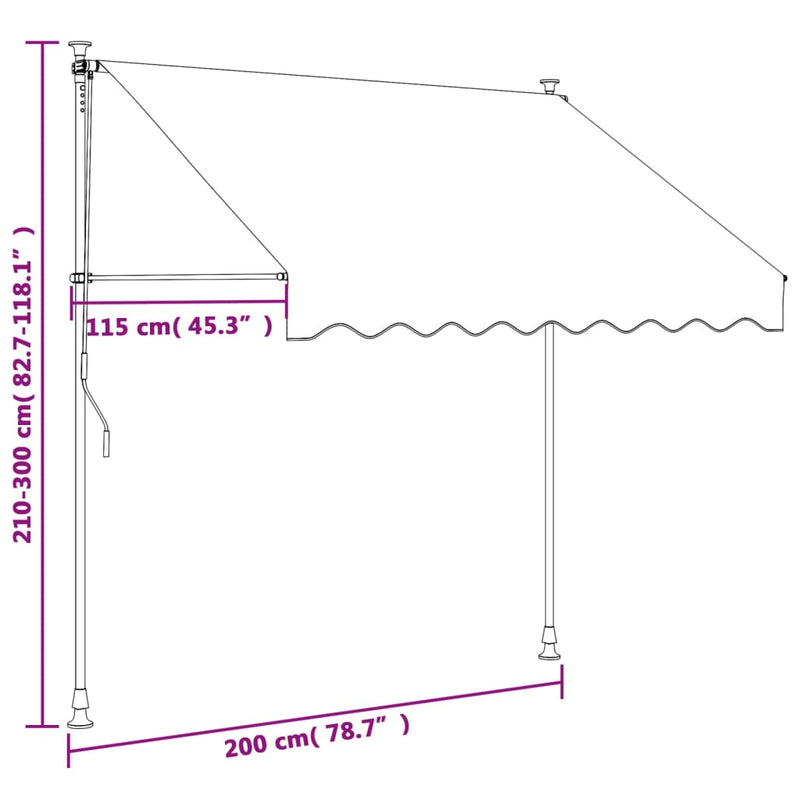 Retractable Awning Cream 200x150 cm Fabric and Steel