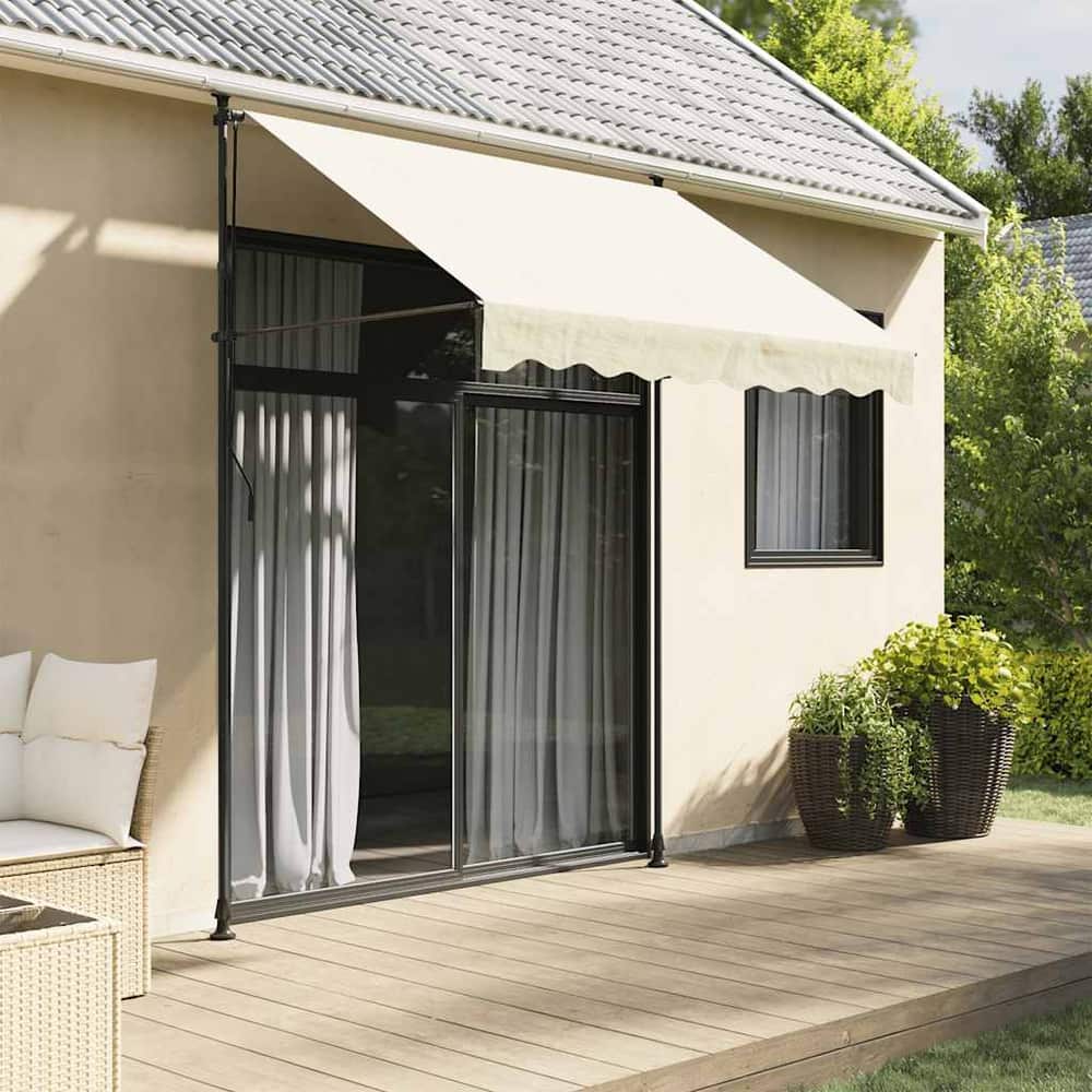 Retractable Awning 100x150 cm Fabric and Steel Anthracite Frame Cream 250 cm