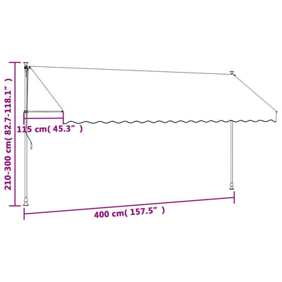 Retractable Awning Cream 400x150 cm Fabric and Steel