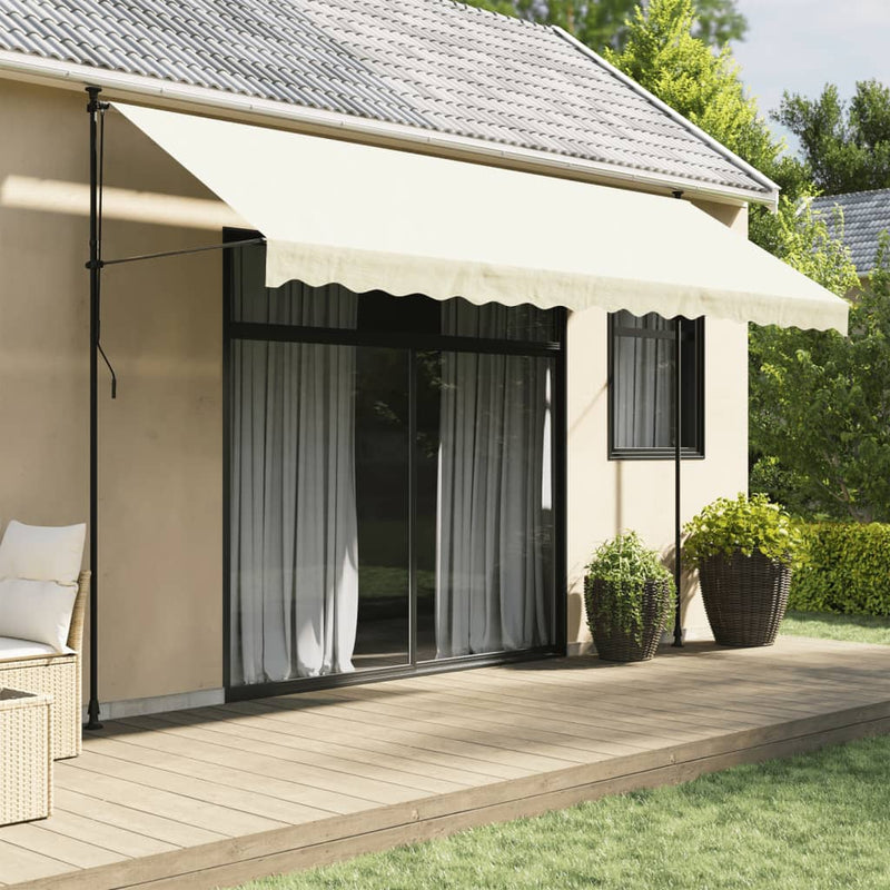 Retractable Awning Cream 400x150 cm Fabric and Steel