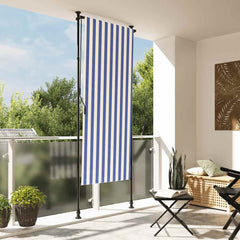 Outdoor Roller Blind 100 x 270 cm Blue and white
