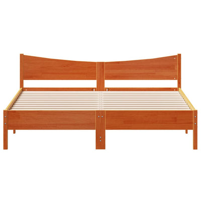 Bed Frame with Headboard Wax Brown 200x200 cm Solid Wood Pine