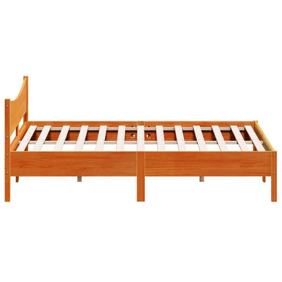 Bed Frame with Headboard Wax Brown 200x200 cm Solid Wood Pine