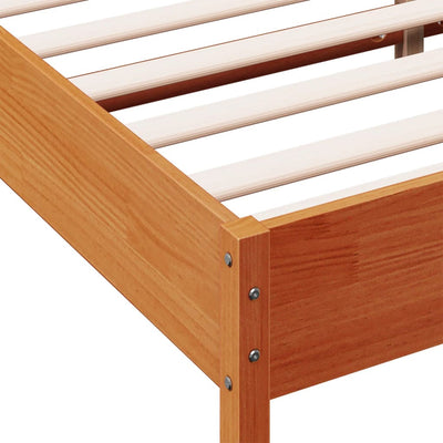 Bed Frame with Headboard Wax Brown 200x200 cm Solid Wood Pine