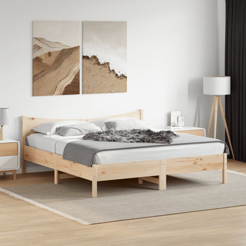 Bed Frame with Headboard 180x200 cm Super King Solid Wood Pine