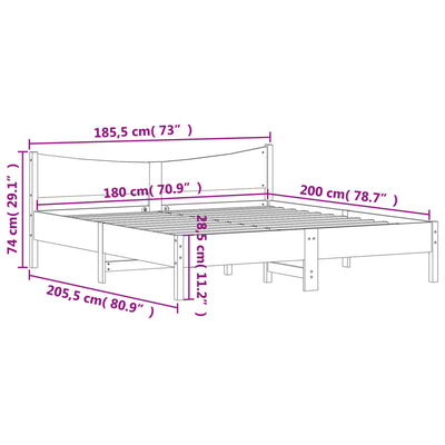 Bed Frame with Headboard 180x200 cm Super King Solid Wood Pine