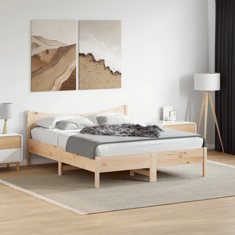 Bed Frame with Headboard 160x200 cm Solid Wood Pine