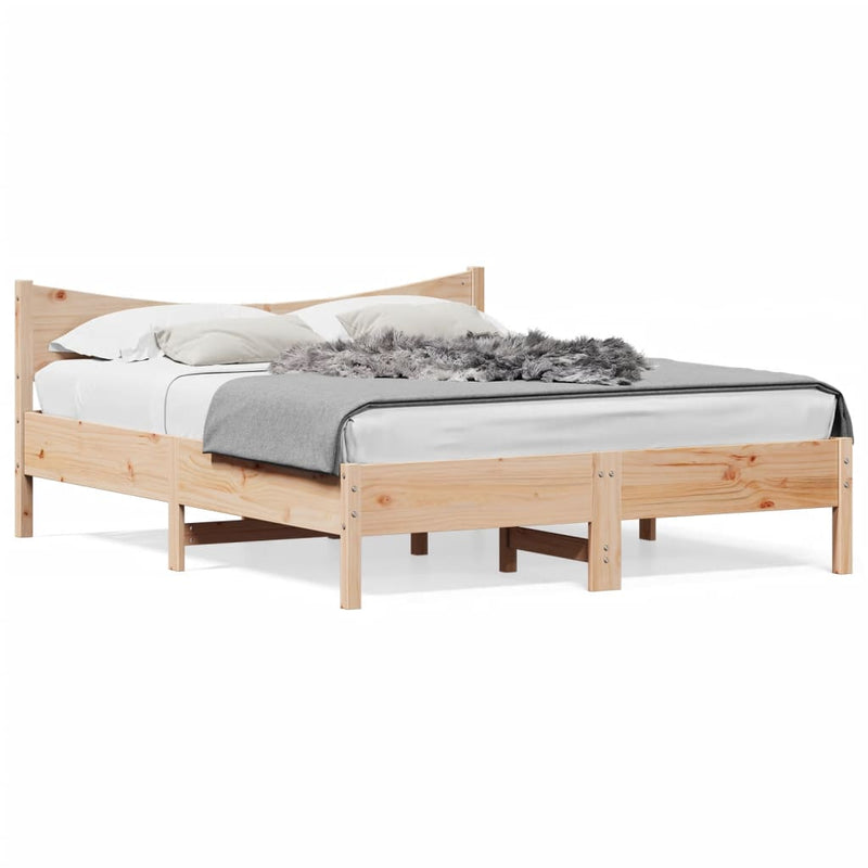 Bed Frame with Headboard 160x200 cm Solid Wood Pine