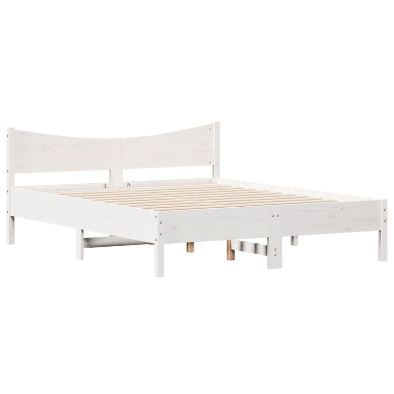 Bed Frame with Headboard White 160x200 cm Solid Wood Pine