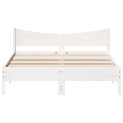 Bed Frame with Headboard White 160x200 cm Solid Wood Pine