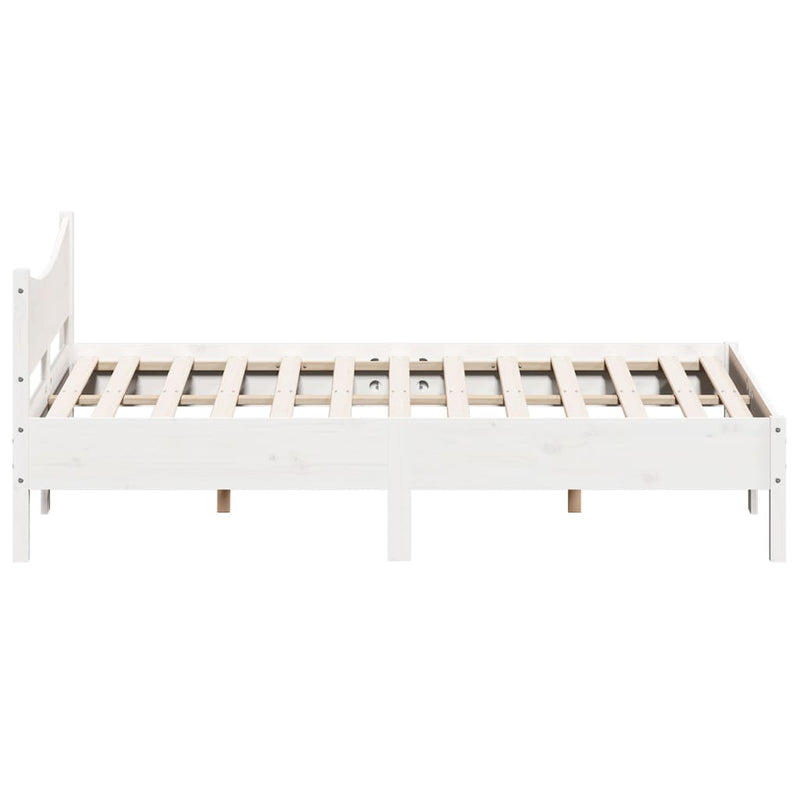 Bed Frame with Headboard White 160x200 cm Solid Wood Pine