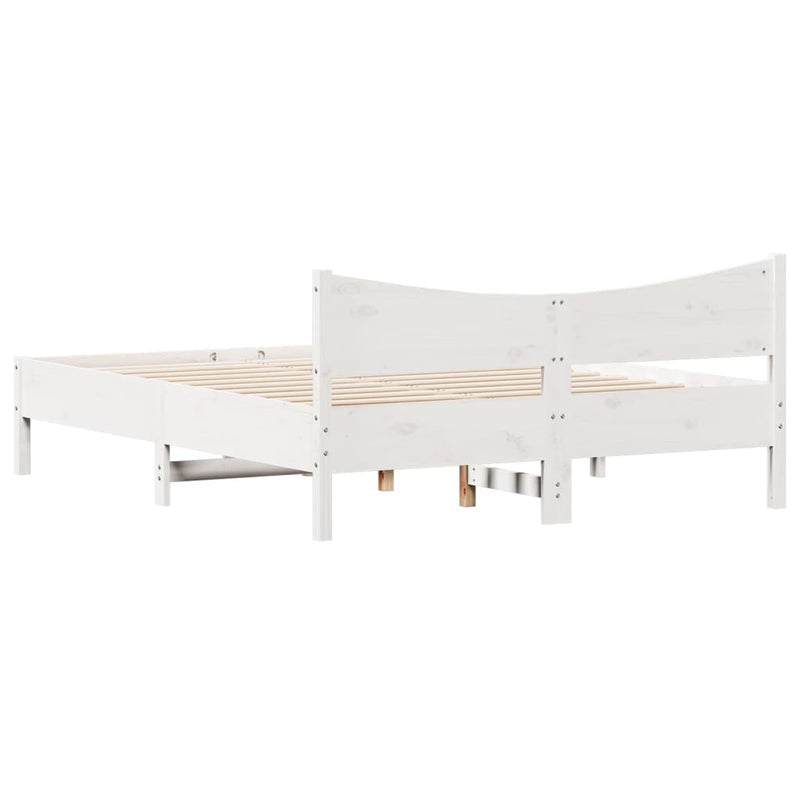 Bed Frame with Headboard White 160x200 cm Solid Wood Pine