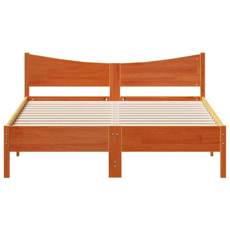 Bed Frame with Headboard Wax Brown 160x200 cm Solid Wood Pine