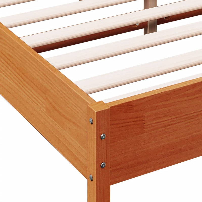 Bed Frame with Headboard Wax Brown 160x200 cm Solid Wood Pine