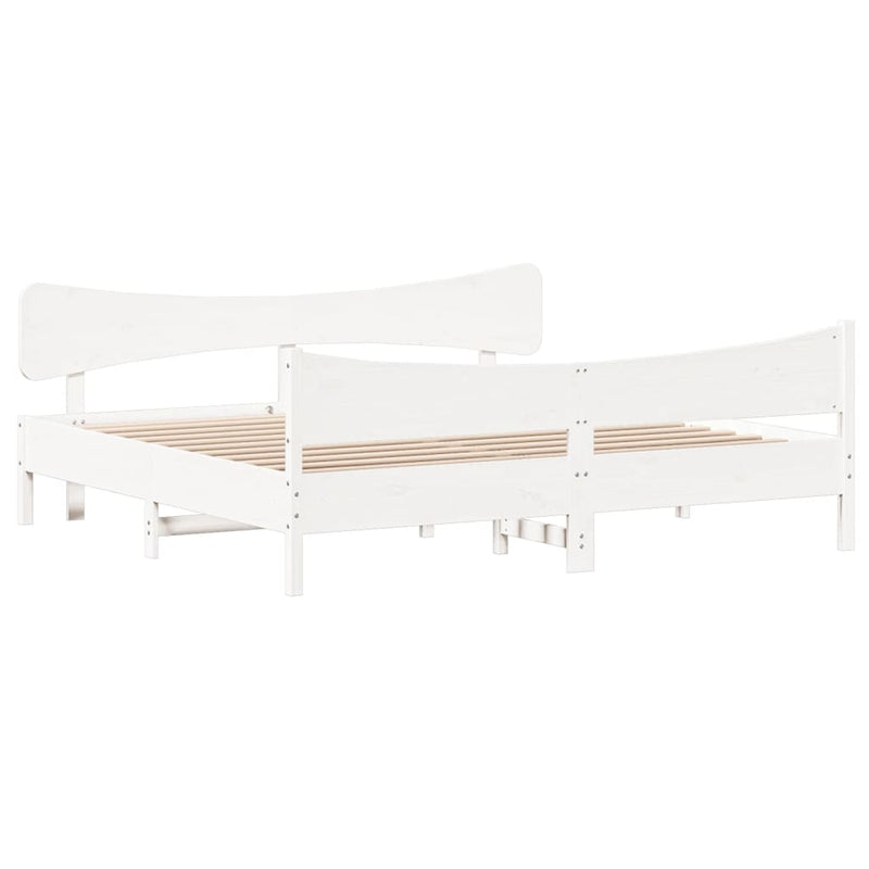 Bed Frame with Headboard White 200x200 cm Solid Wood Pine