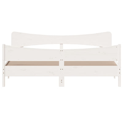 Bed Frame with Headboard White 200x200 cm Solid Wood Pine