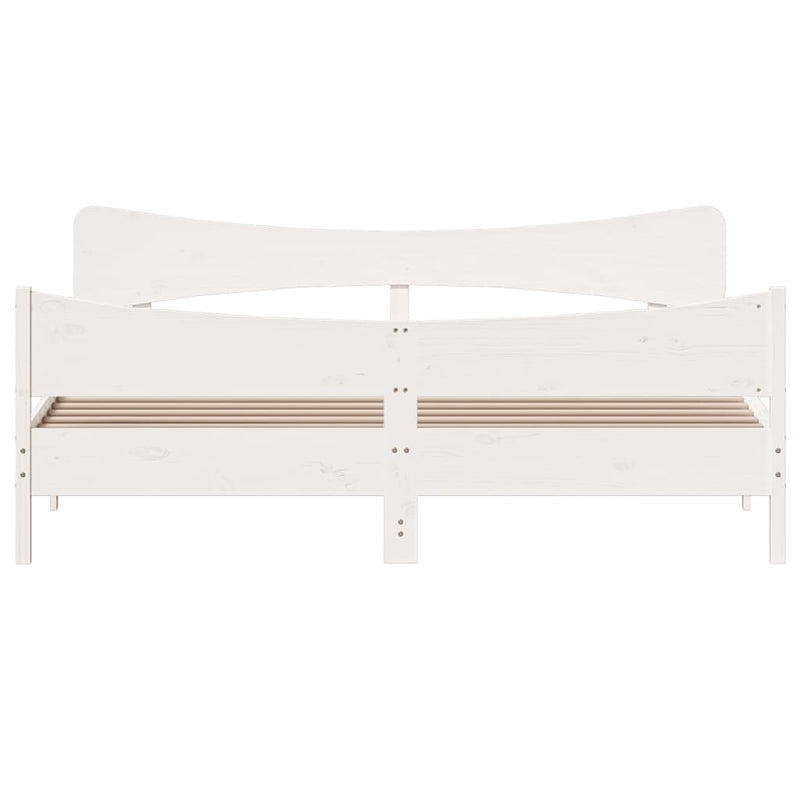 Bed Frame with Headboard White 200x200 cm Solid Wood Pine