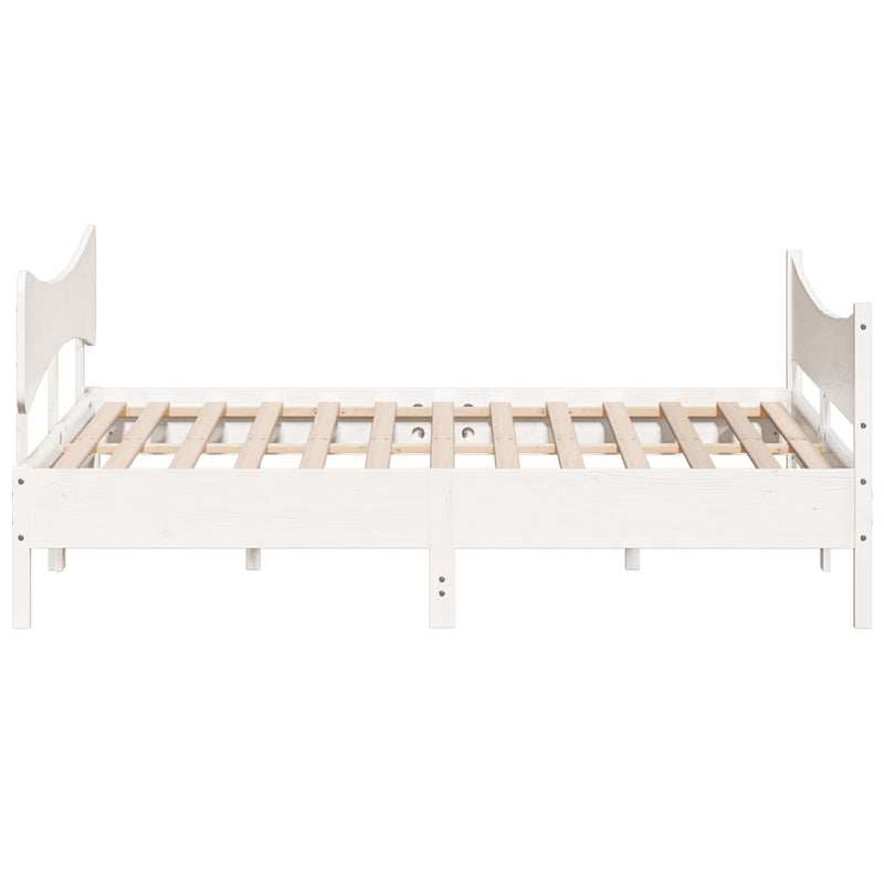 Bed Frame with Headboard White 200x200 cm Solid Wood Pine