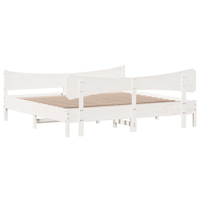 Bed Frame with Headboard White 200x200 cm Solid Wood Pine