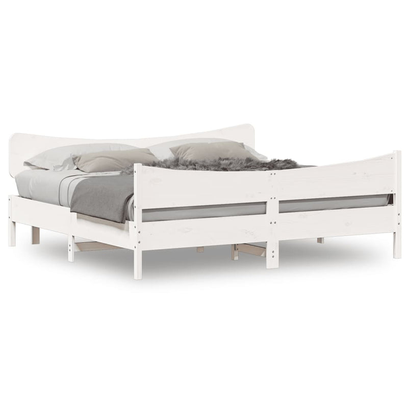 Bed Frame with Headboard White 200x200 cm Solid Wood Pine