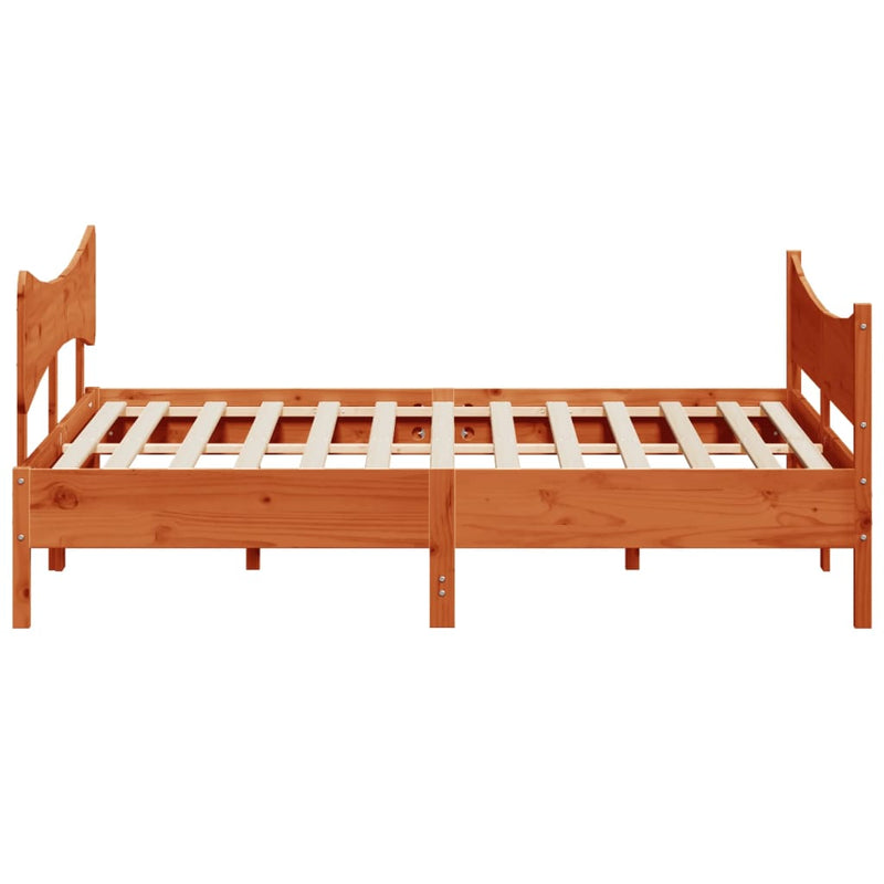 Bed Frame with Headboard Wax Brown 180x200 cm Super King Solid Wood Pine