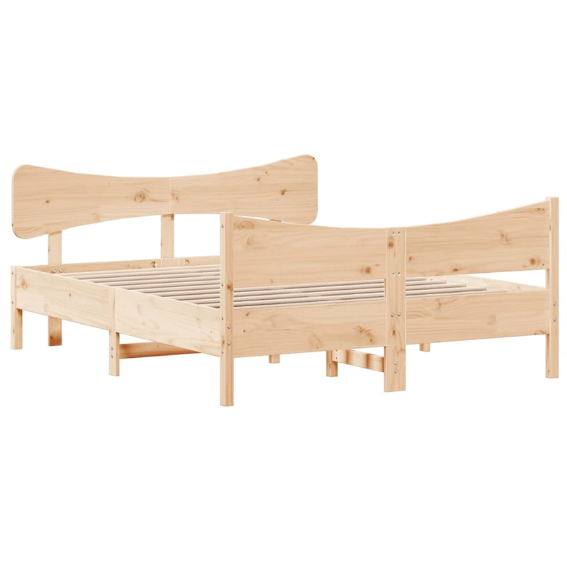 Bed Frame with Headboard 160x200 cm Solid Wood Pine