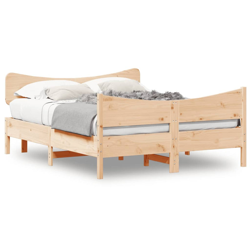 Bed Frame with Headboard 160x200 cm Solid Wood Pine