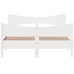 Bed Frame without Mattress Solid Wood Pine Length 200 cm White 160 cm