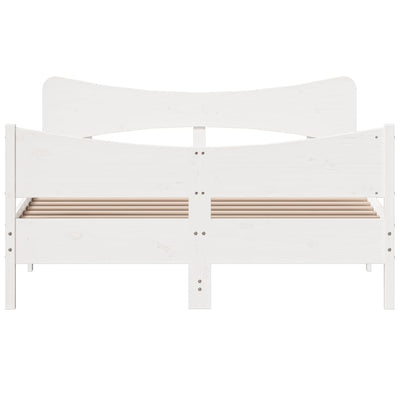 Bed Frame with Headboard White 160x200 cm Solid Wood Pine