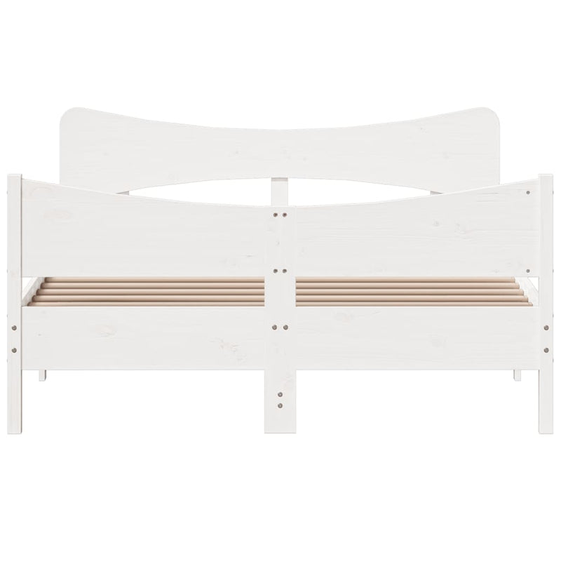 Bed Frame with Headboard White 160x200 cm Solid Wood Pine