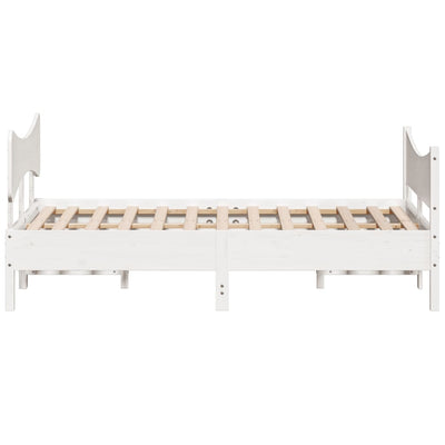 Bed Frame with Headboard White 160x200 cm Solid Wood Pine