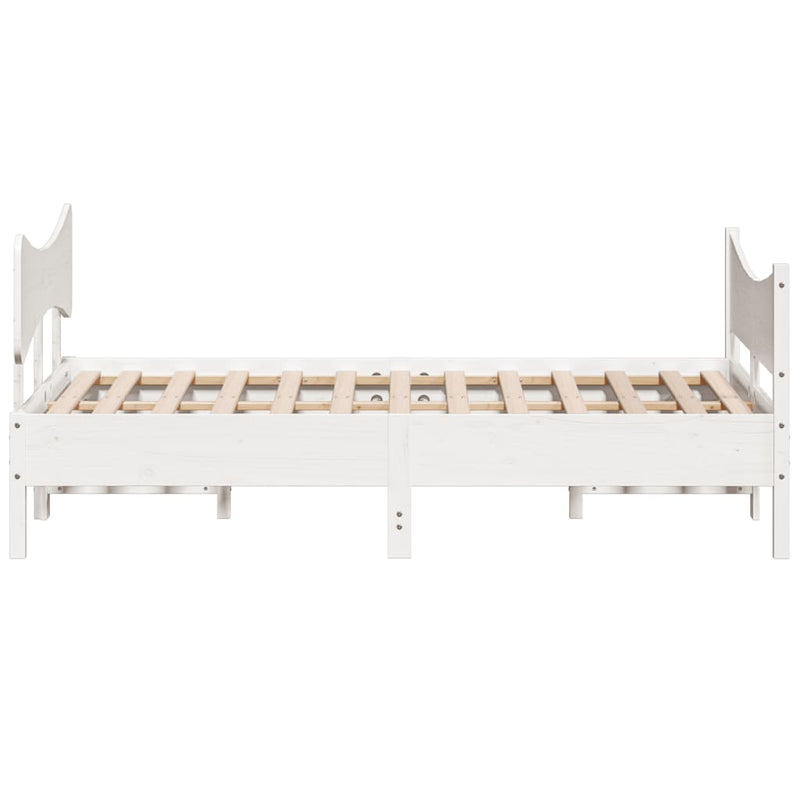 Bed Frame with Headboard White 160x200 cm Solid Wood Pine