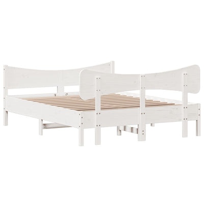 Bed Frame with Headboard White 160x200 cm Solid Wood Pine