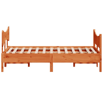 Bed Frame with Headboard Wax Brown 160x200 cm Solid Wood Pine