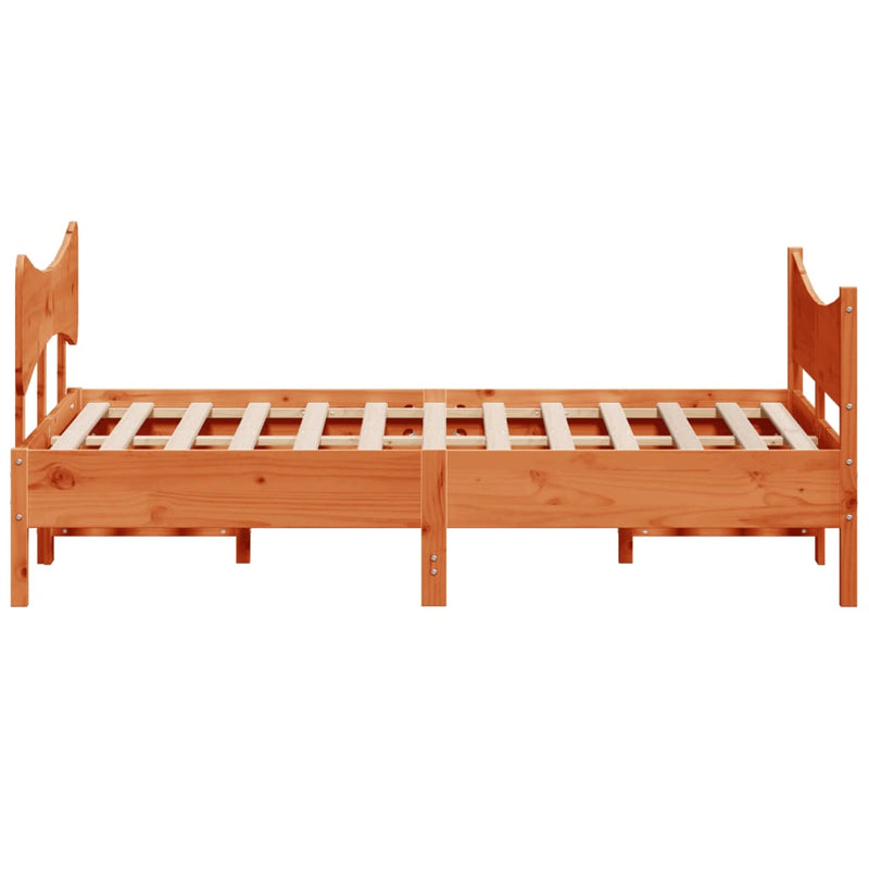 Bed Frame with Headboard Wax Brown 160x200 cm Solid Wood Pine