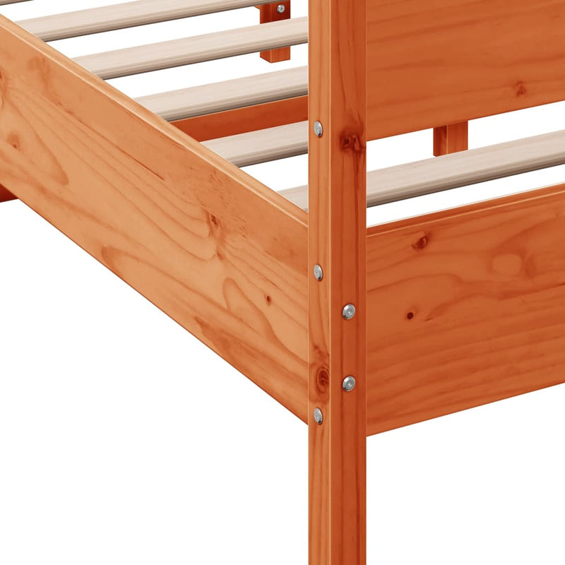 Bed Frame with Headboard Wax Brown 160x200 cm Solid Wood Pine