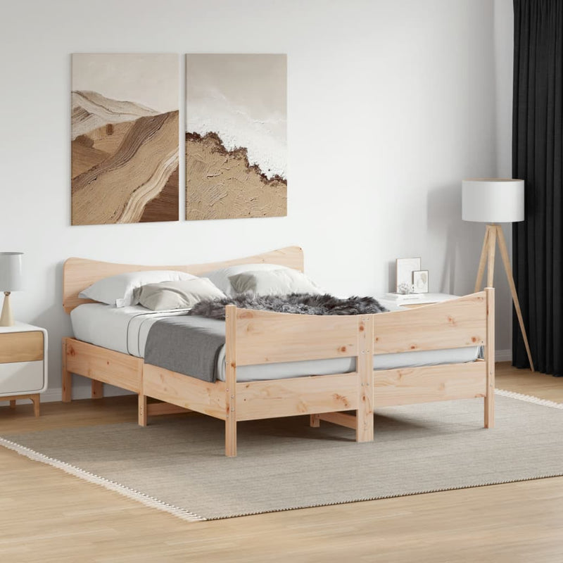 Bed Frame with Headboard 150x200 cm King Size Solid Wood Pine