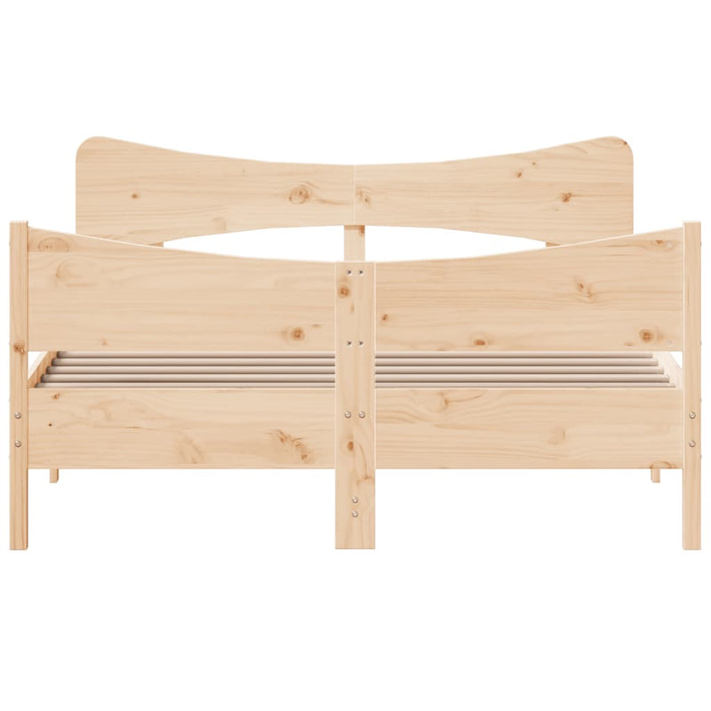 Bed Frame with Headboard 150x200 cm King Size Solid Wood Pine