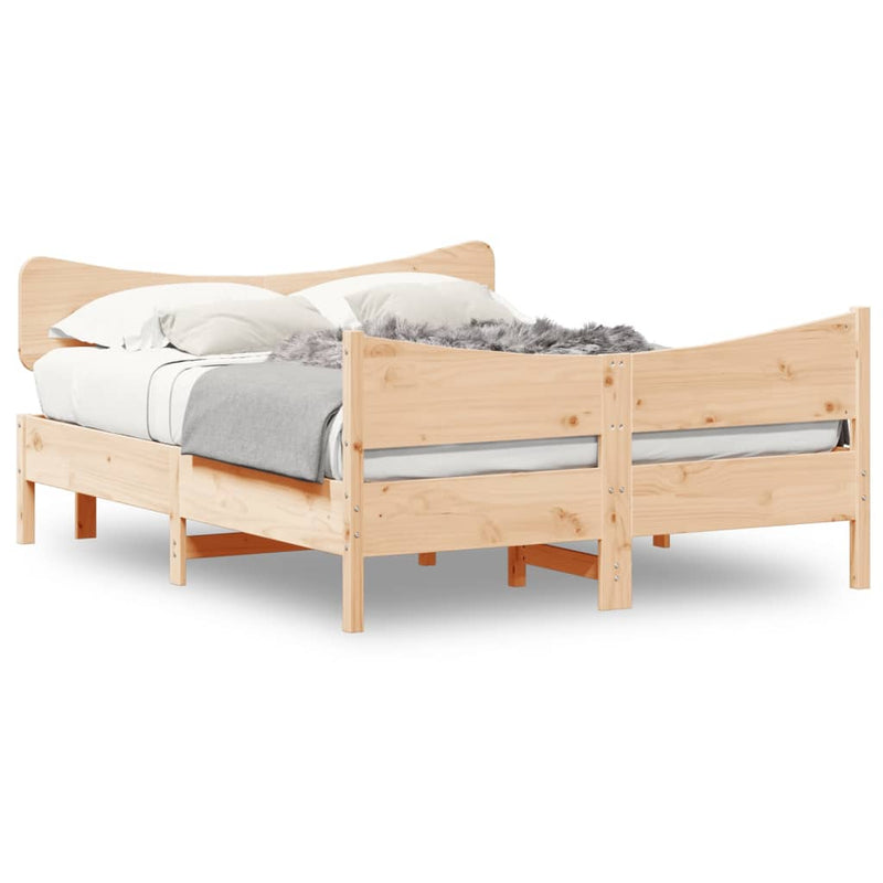 Bed Frame with Headboard 150x200 cm King Size Solid Wood Pine