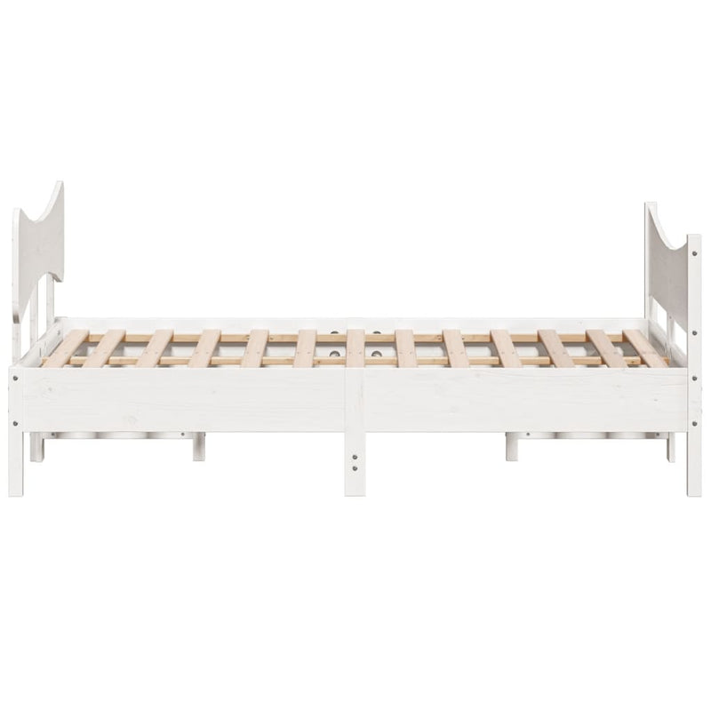 Bed Frame with Headboard White 150x200 cm King Size Solid Wood Pine