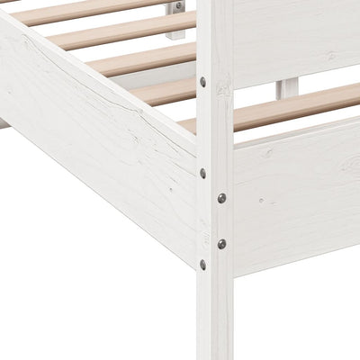 Bed Frame with Headboard White 150x200 cm King Size Solid Wood Pine