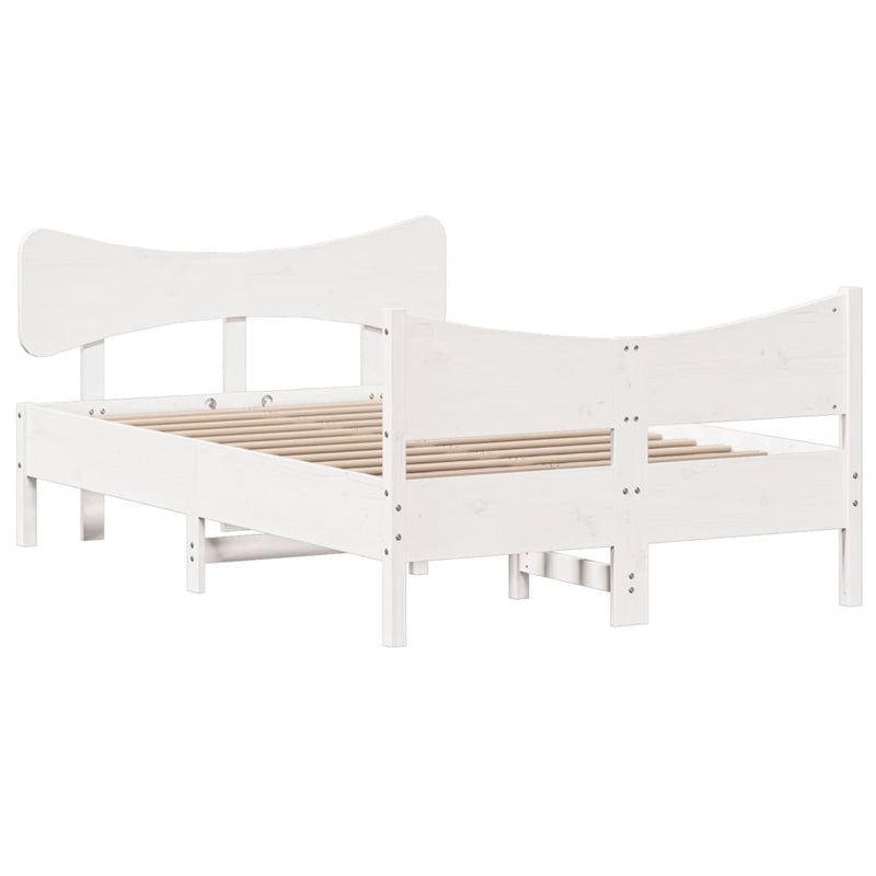 Bed Frame with Headboard White 120x200 cm Solid Wood Pine