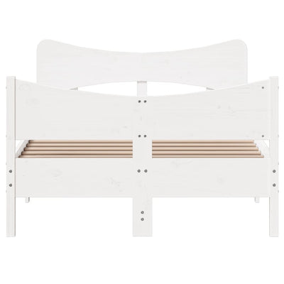 Bed Frame with Headboard White 120x200 cm Solid Wood Pine