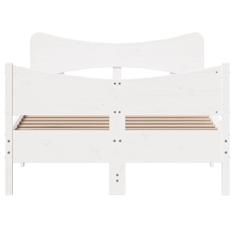 Bed Frame with Headboard White 120x200 cm Solid Wood Pine