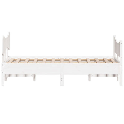 Bed Frame with Headboard White 120x200 cm Solid Wood Pine